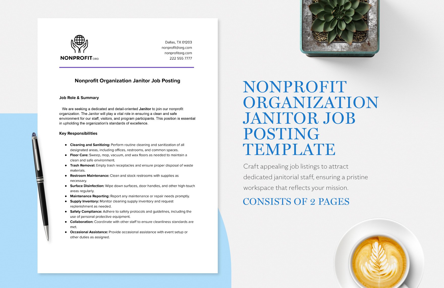 Nonprofit Organization Janitor Job Posting Template