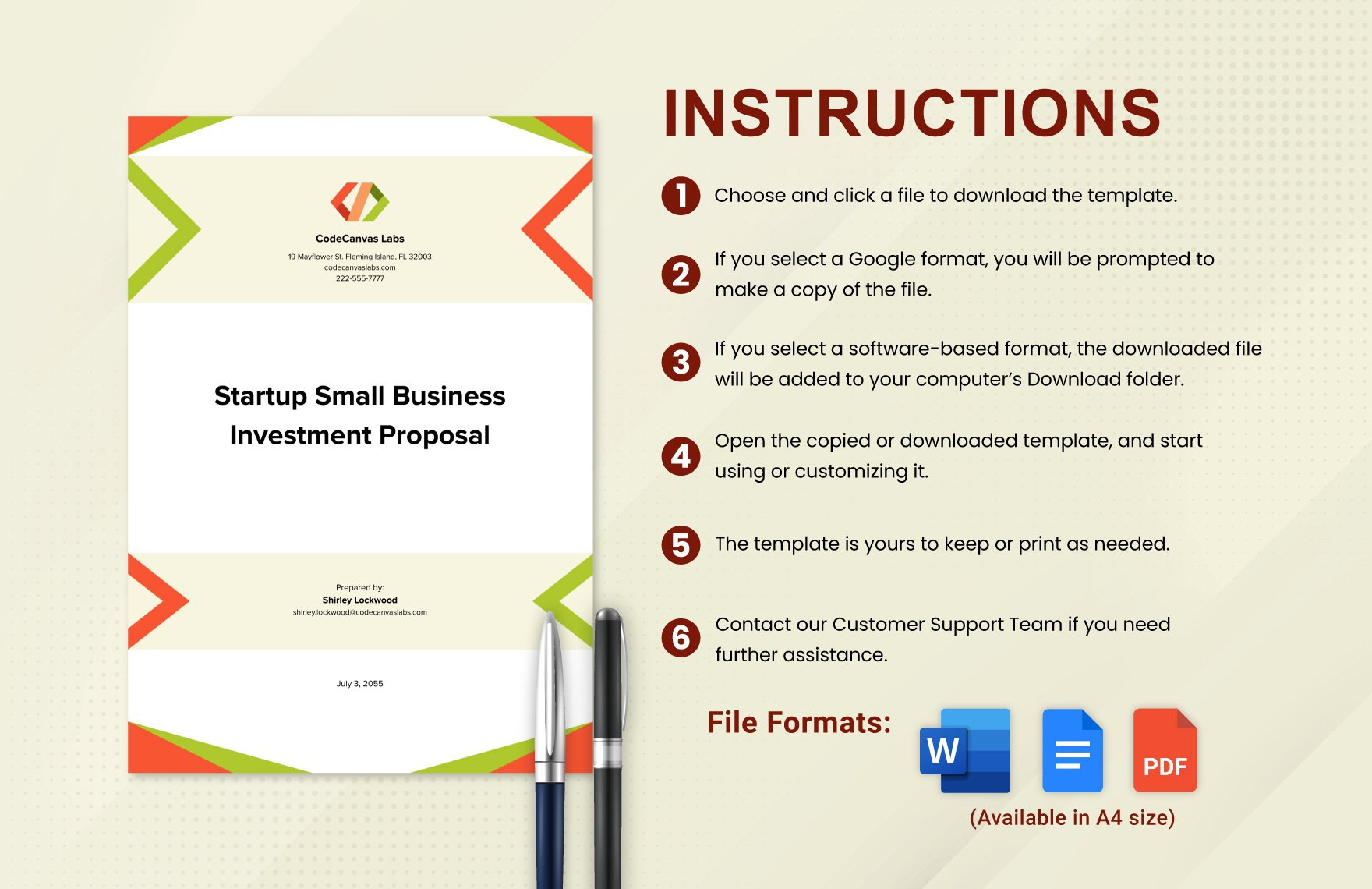 Startup Small Business Investment Proposal Template