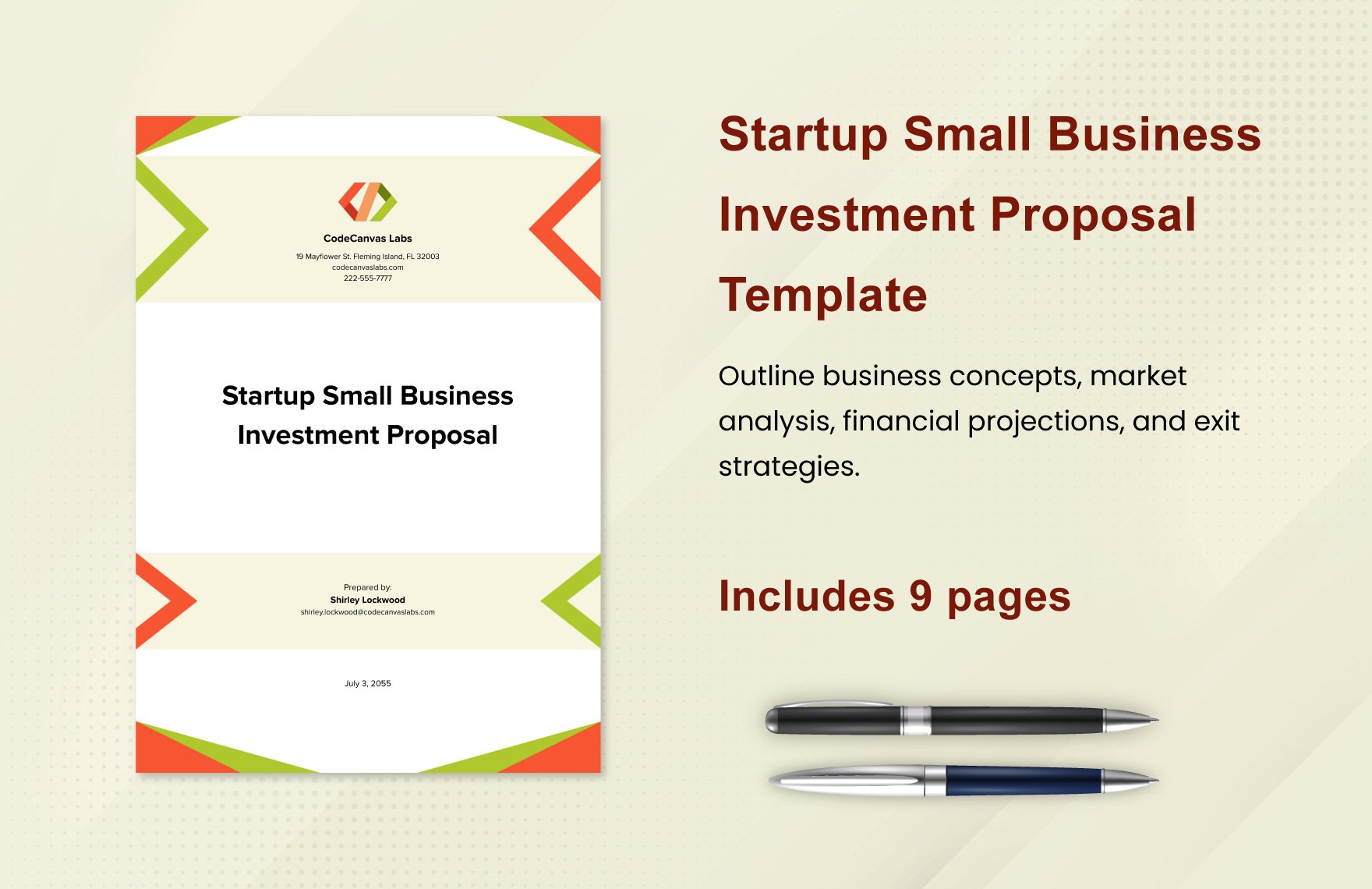 Startup Small Business Investment Proposal Template