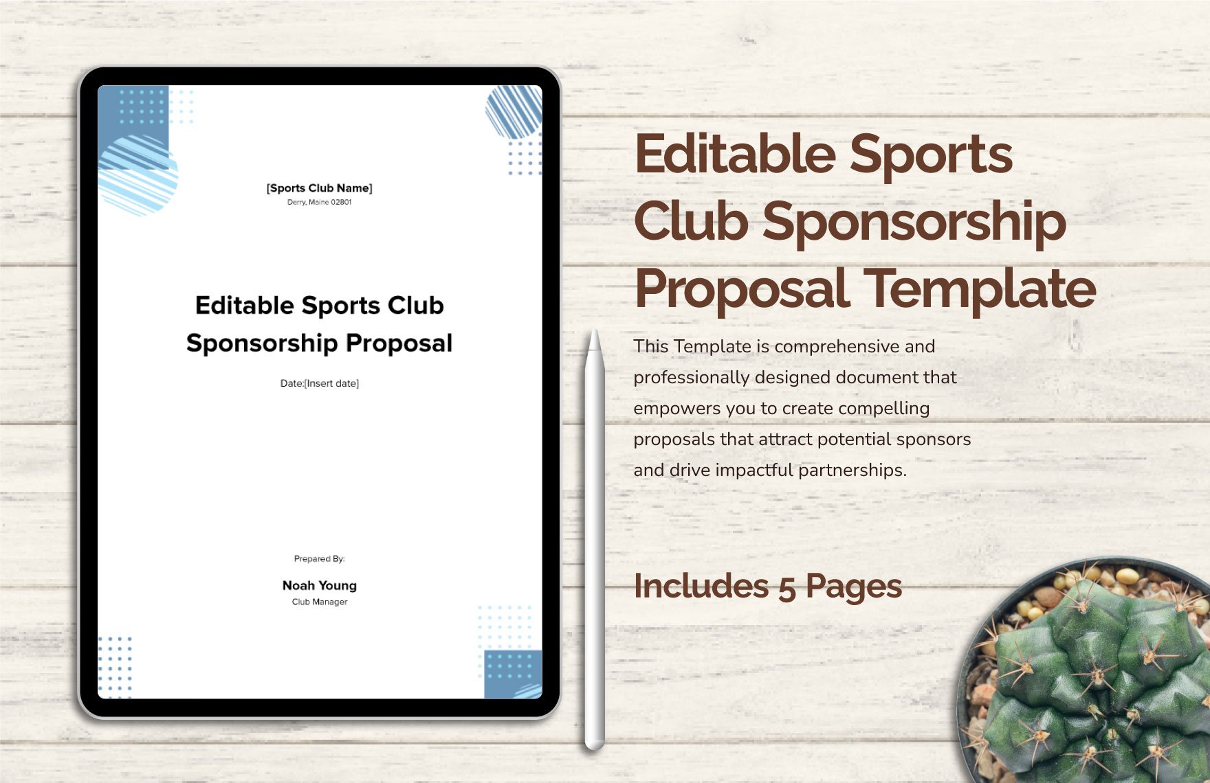 Editable Sports Club Sponsorship Proposal Template