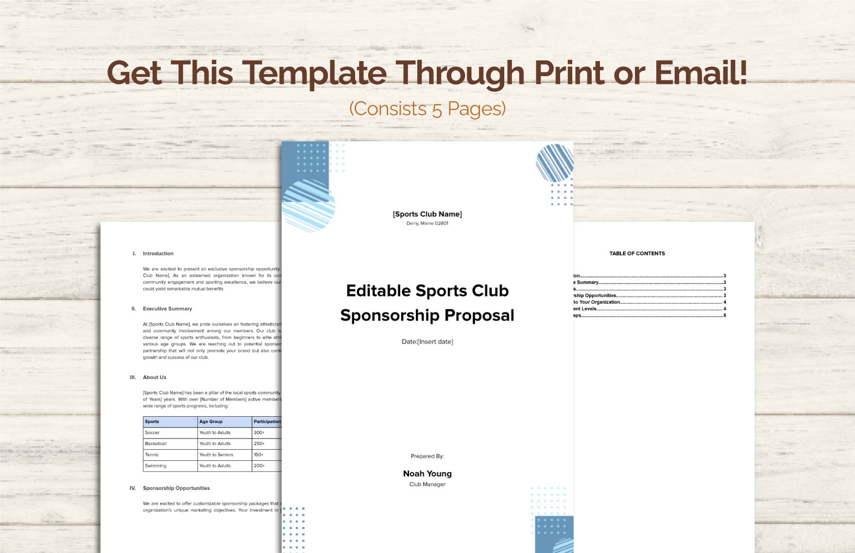 Editable Sports Club Sponsorship Proposal Template
