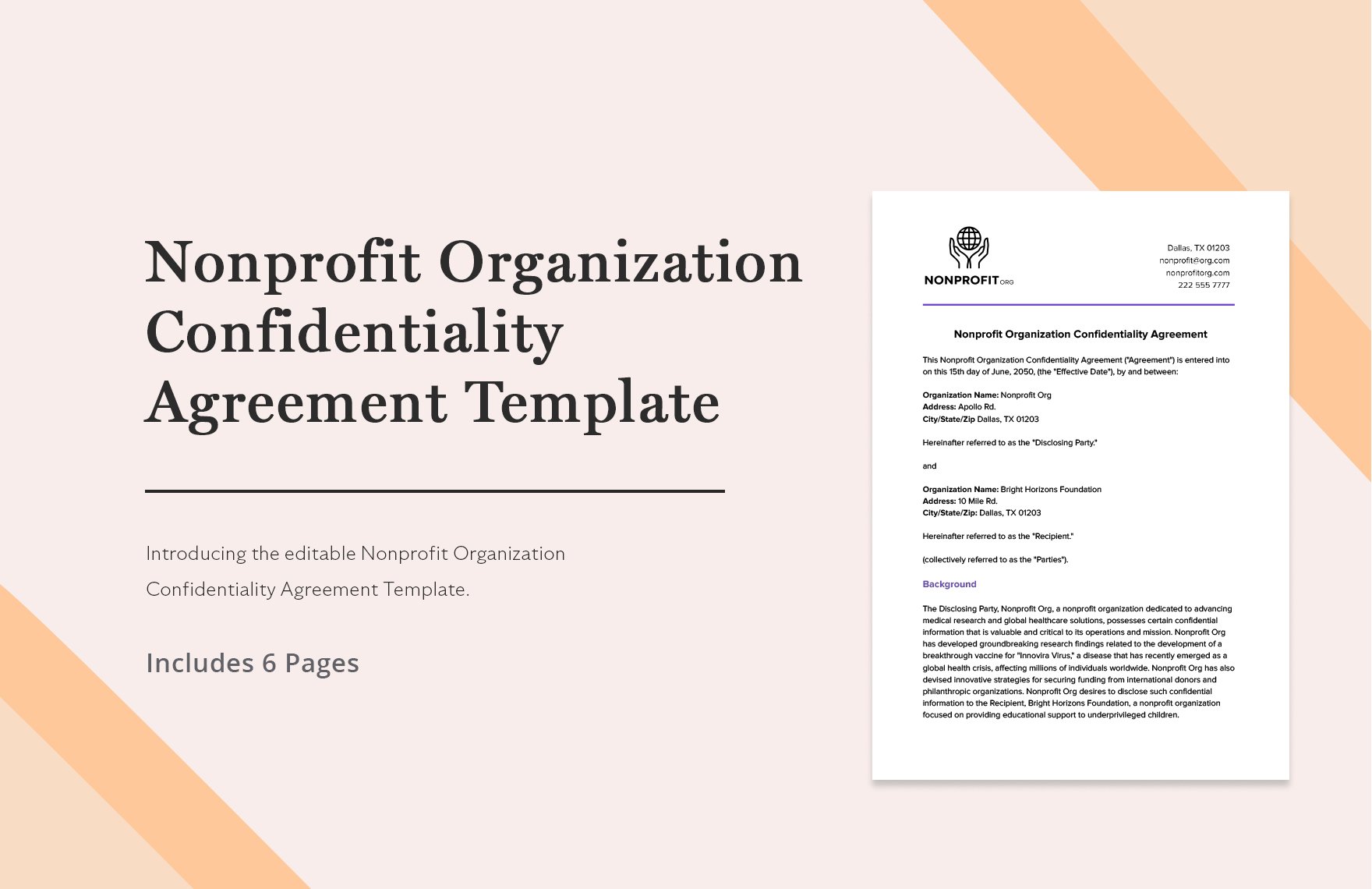 Nonprofit Organization Confidentiality Agreement Template