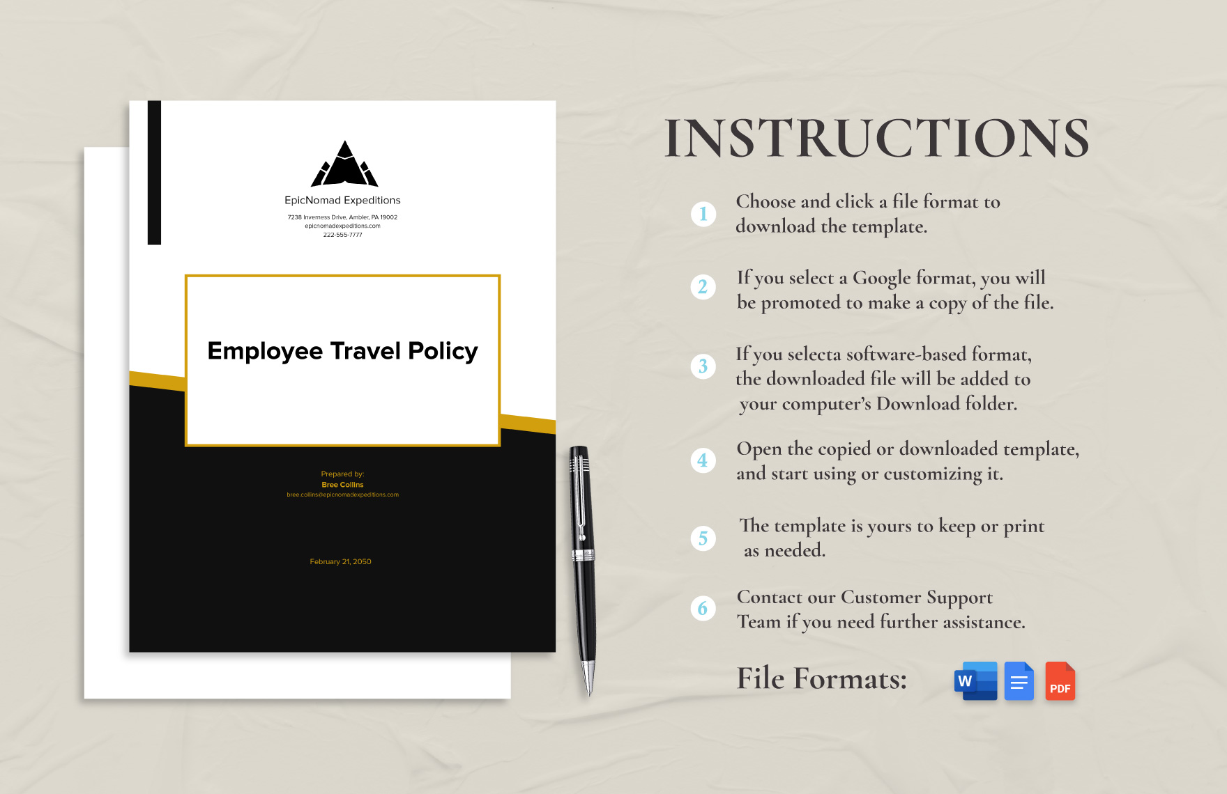 Printable Employee Travel Policy Template