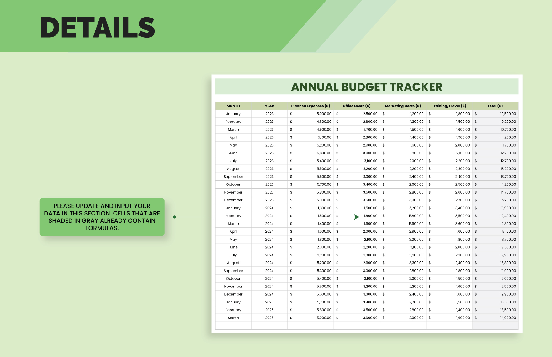 IT Annual Budget Report Sheet Template
