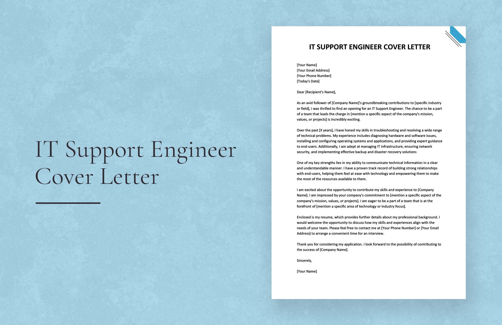 IT Support Engineer Cover Letter