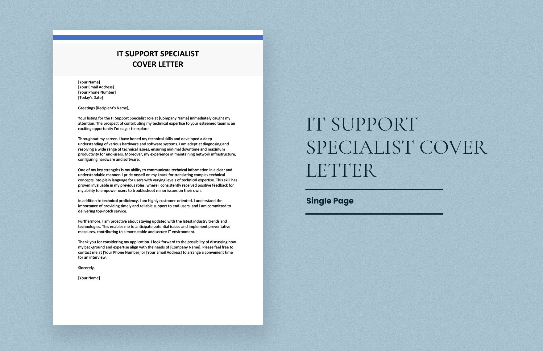 IT Support Specialist Cover Letter