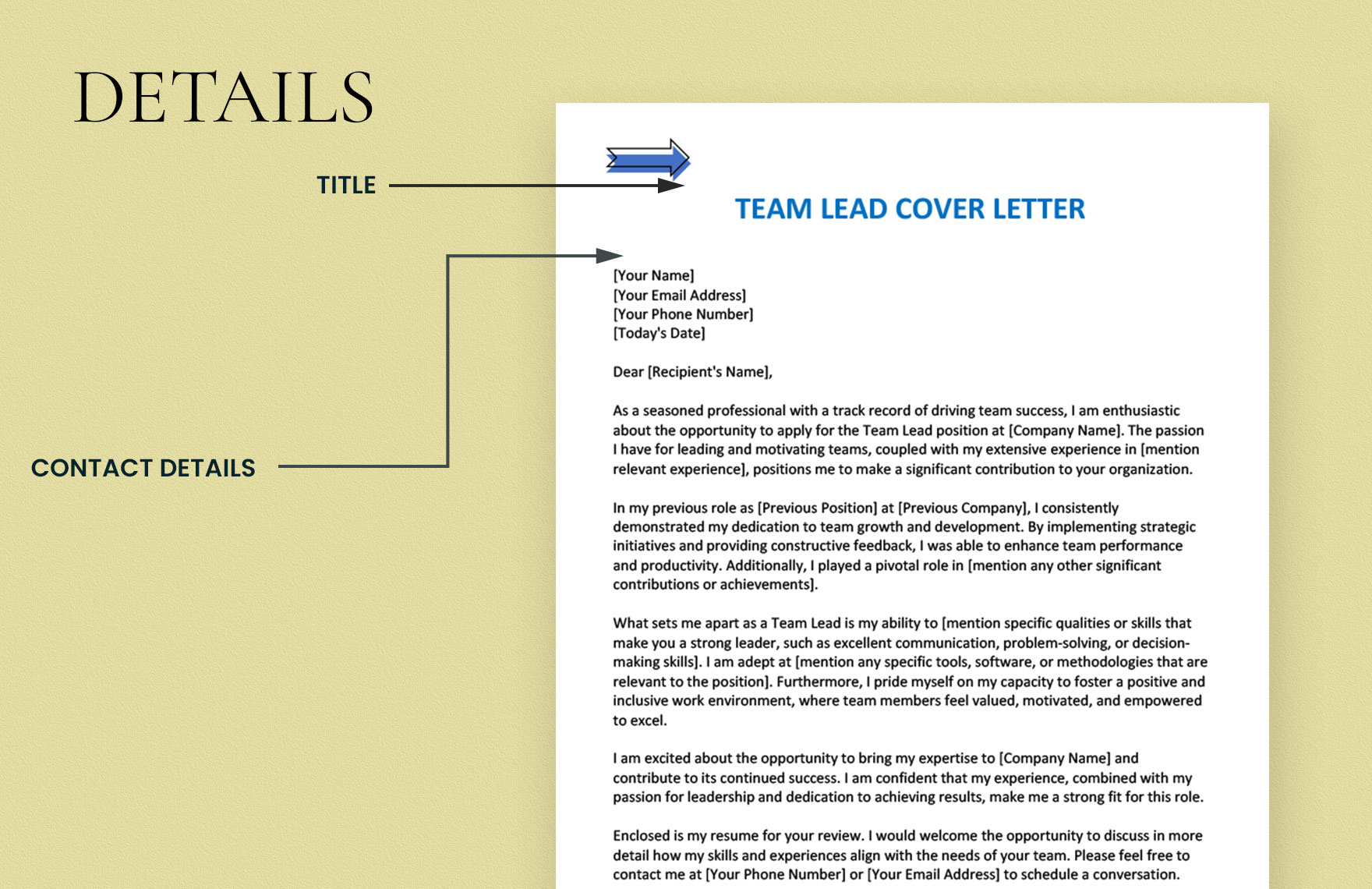 Team Lead Cover Letter