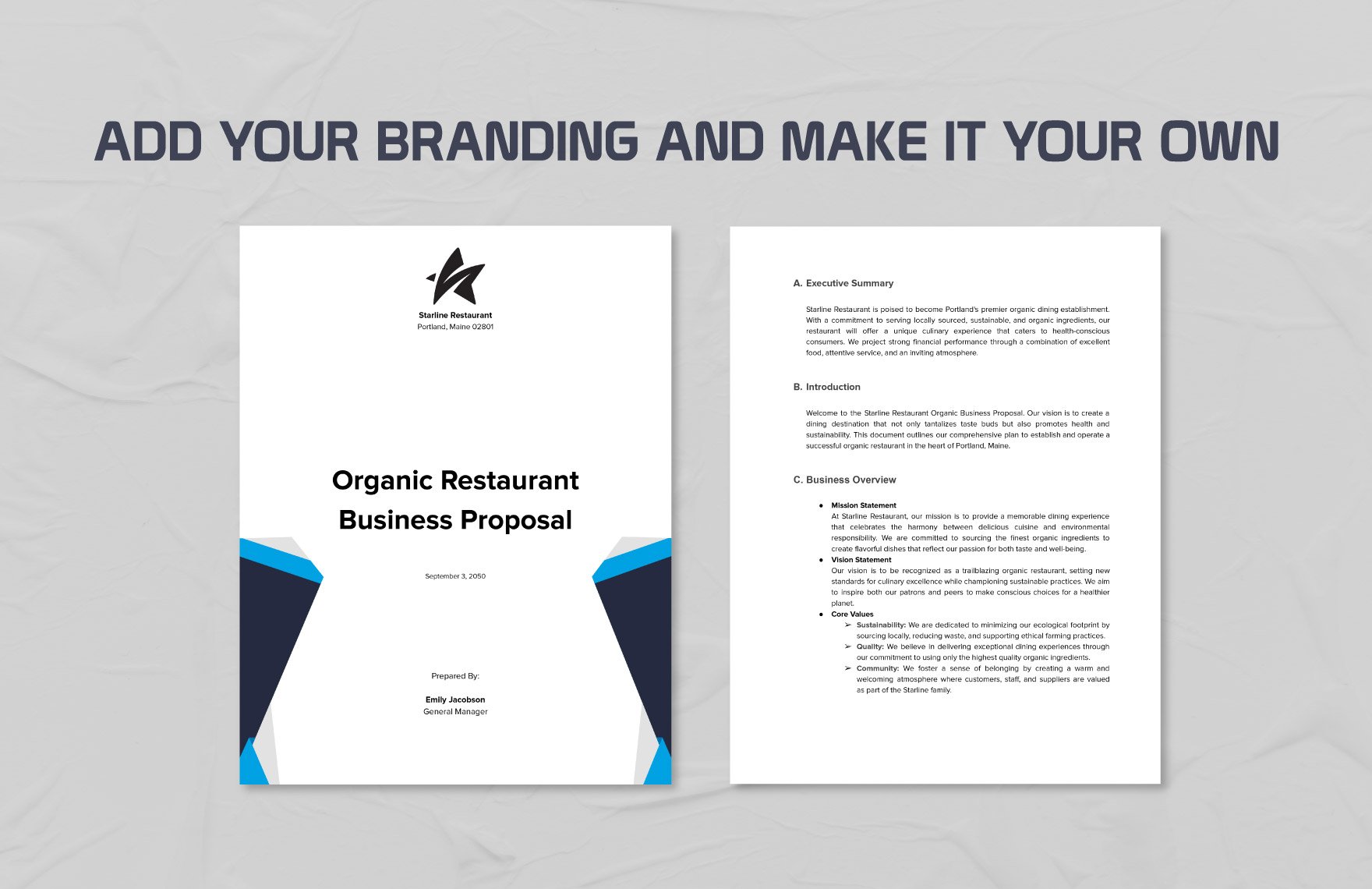 Organic Restaurant Business Proposal Template