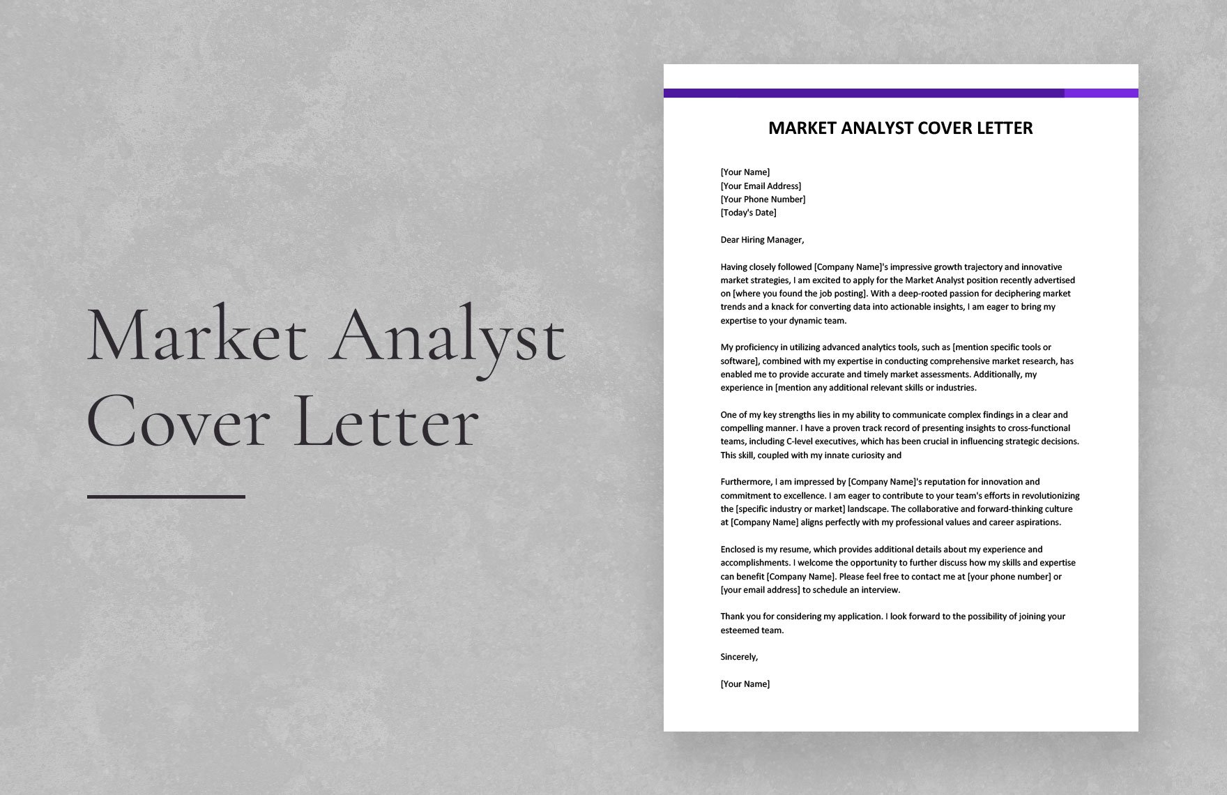 Market Analyst Cover Letter