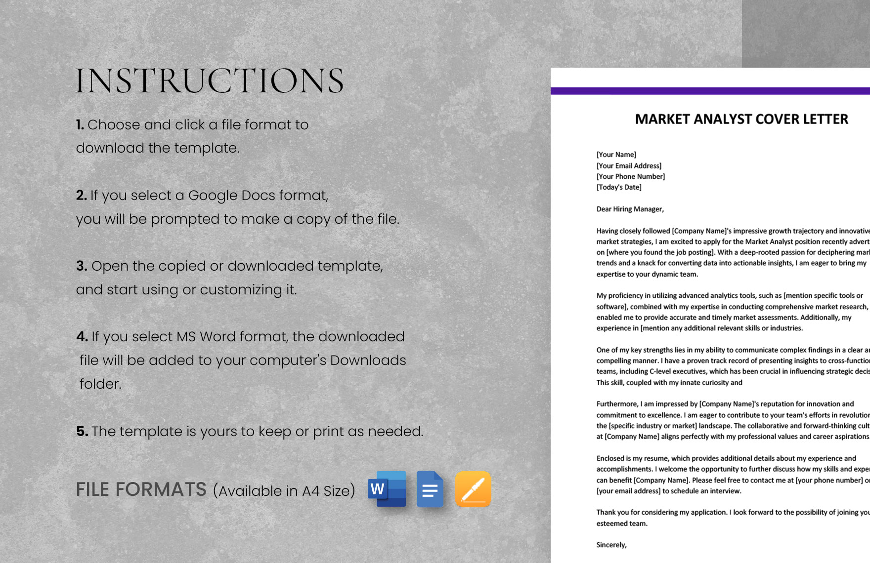 Market Analyst Cover Letter