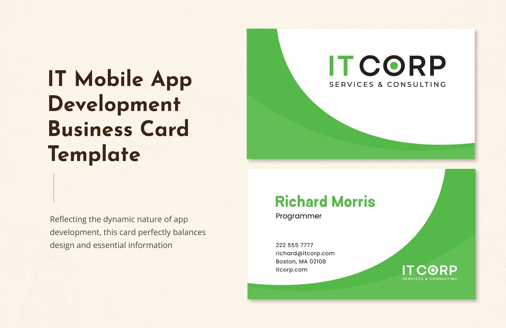 IT Mobile App Development Business Card Template