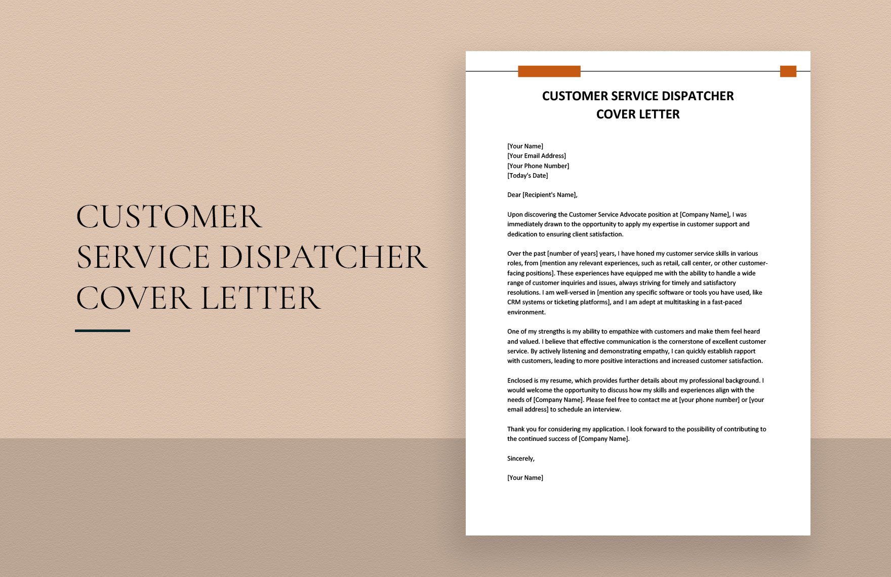 Customer Service Dispatcher Cover Letter