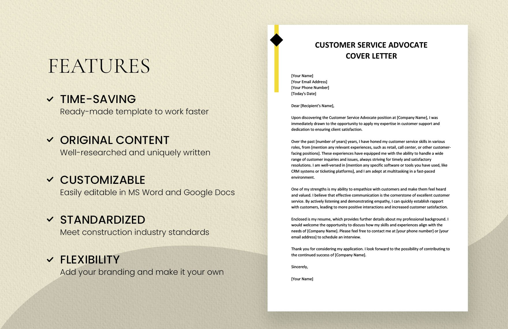 Customer Service Advocate Cover Letter