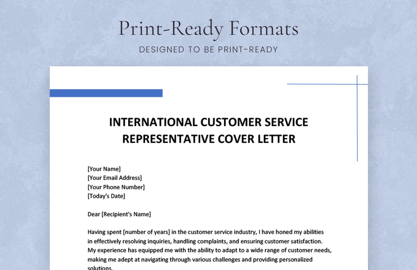 International Customer Service Representative Cover Letter