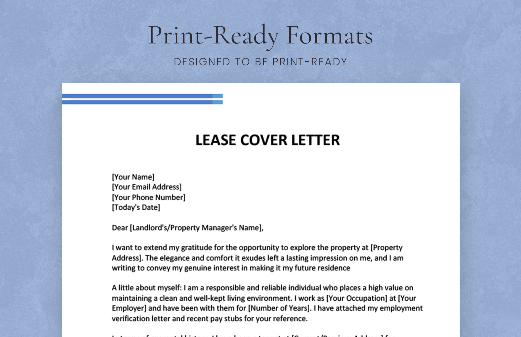 Lease Cover Letter