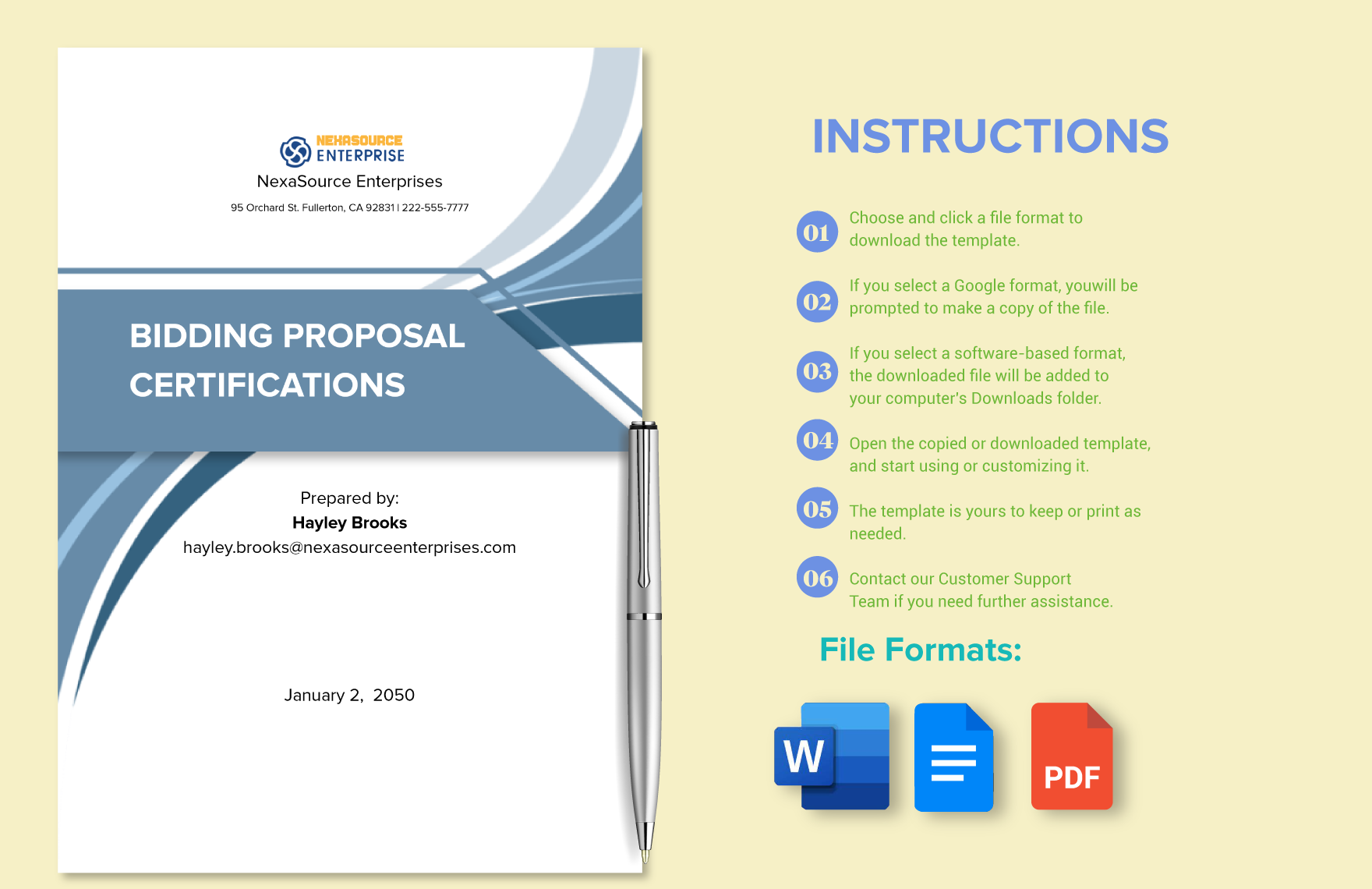 Bidding Proposal Certifications Template
