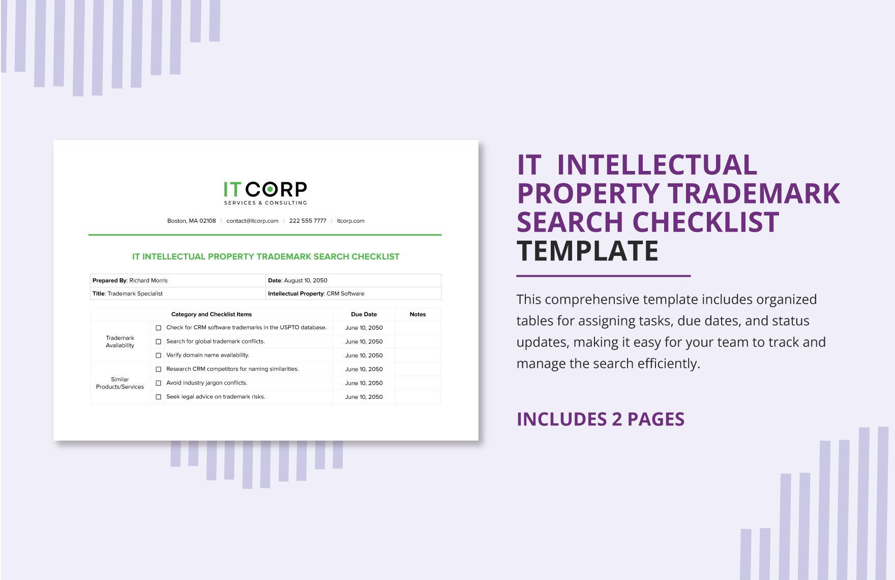 IT  Intellectual Property Trademark Search Checklist Template