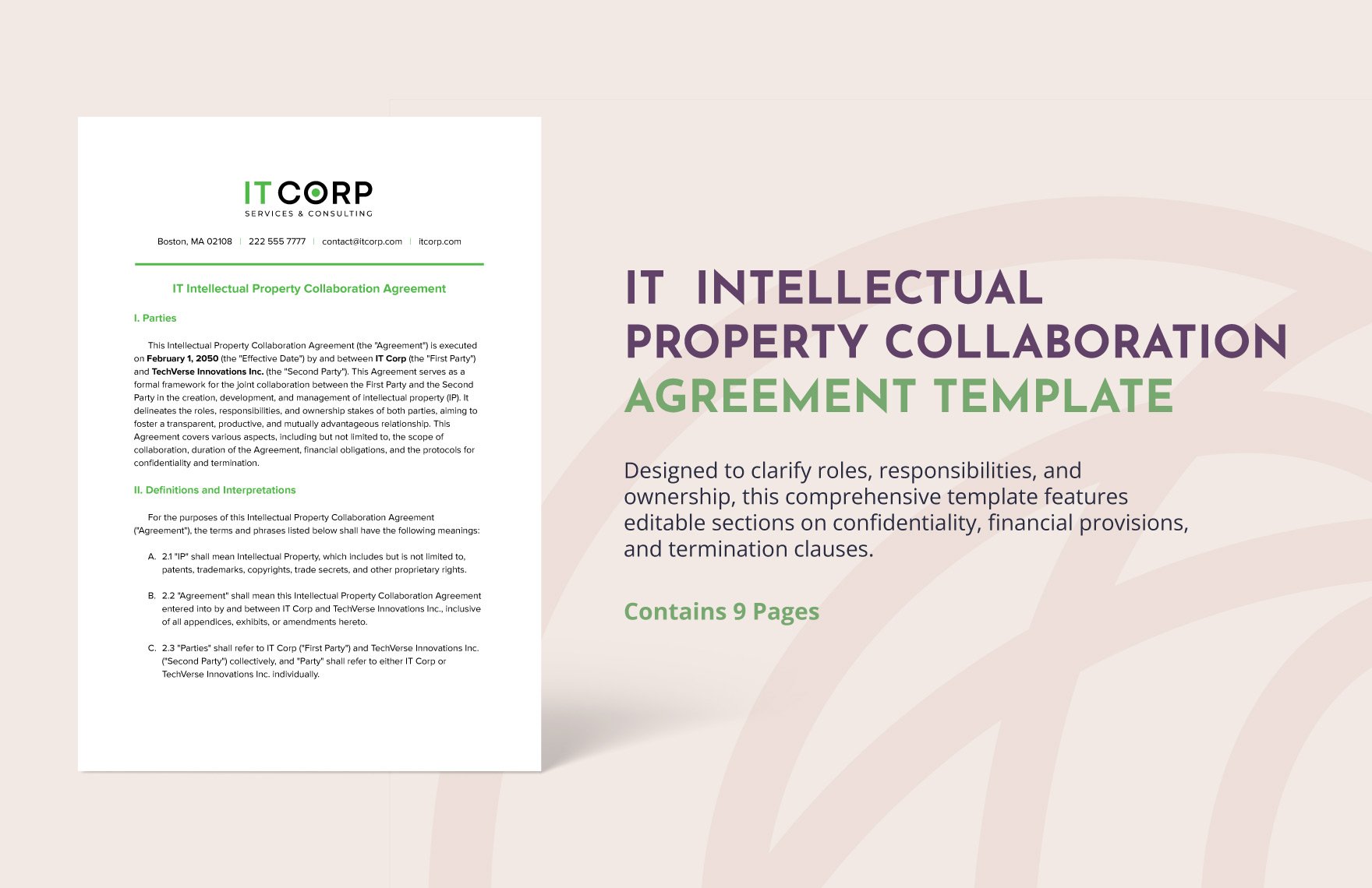 IT  Intellectual Property Collaboration Agreement Template