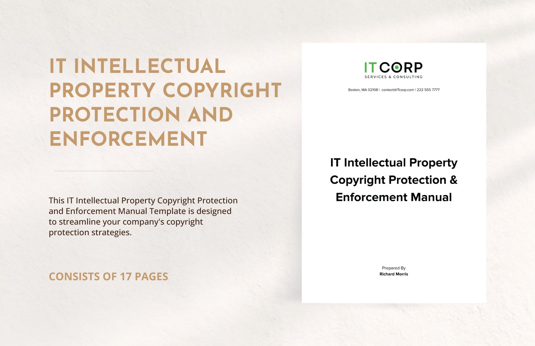 IT Intellectual Property Copyright Protection and Enforcement Manual Template in Word, Google Docs, PDF