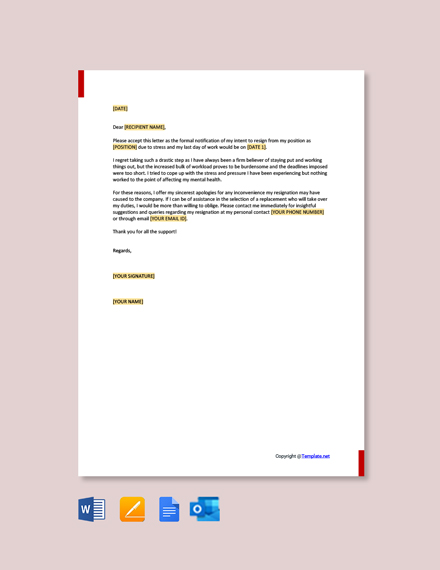 FREE Immediate Resignation Letter Template - Word (DOC) | Google Docs