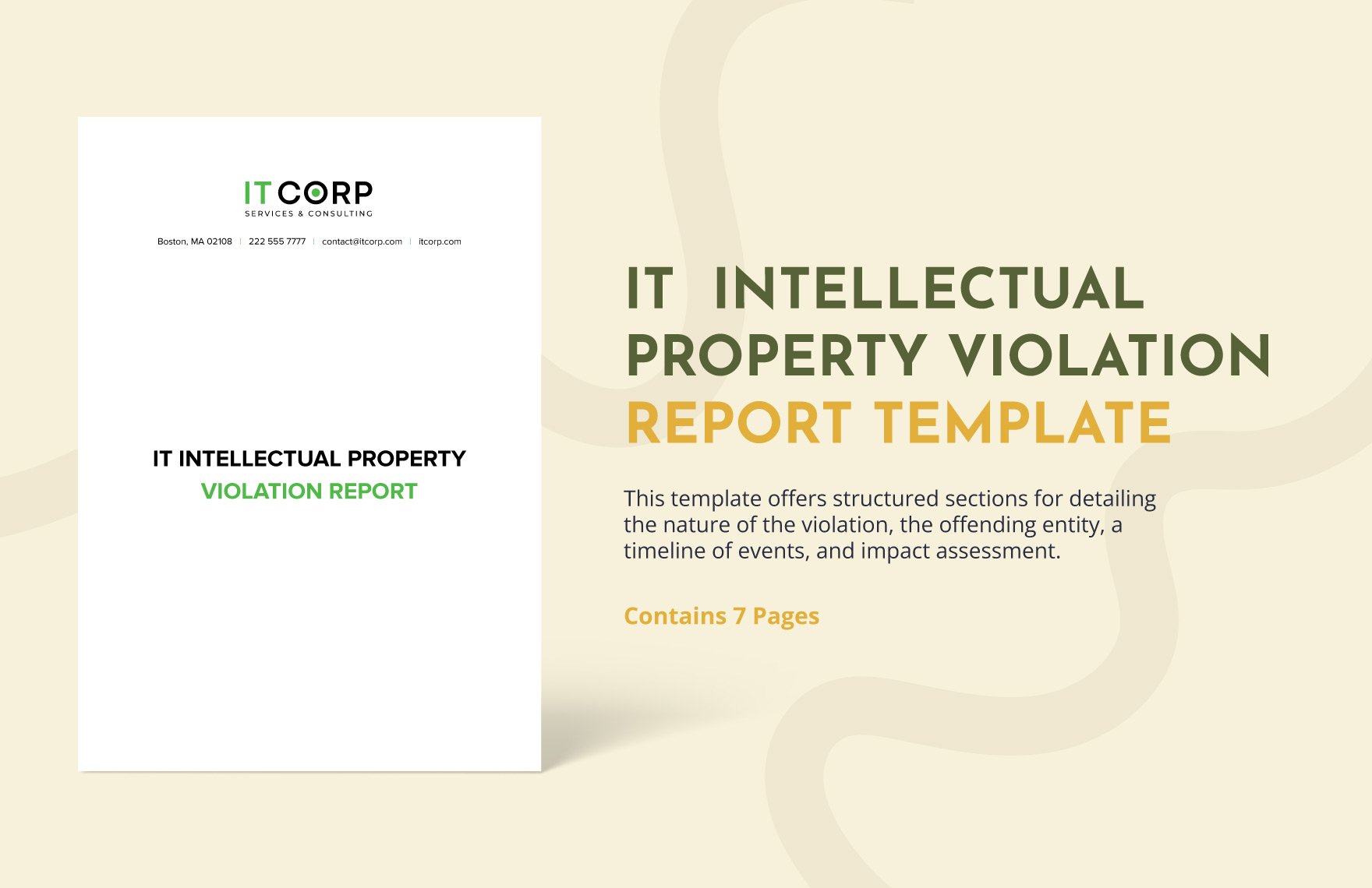 IT  Intellectual Property Violation Report Template in Word, Google Docs, PDF