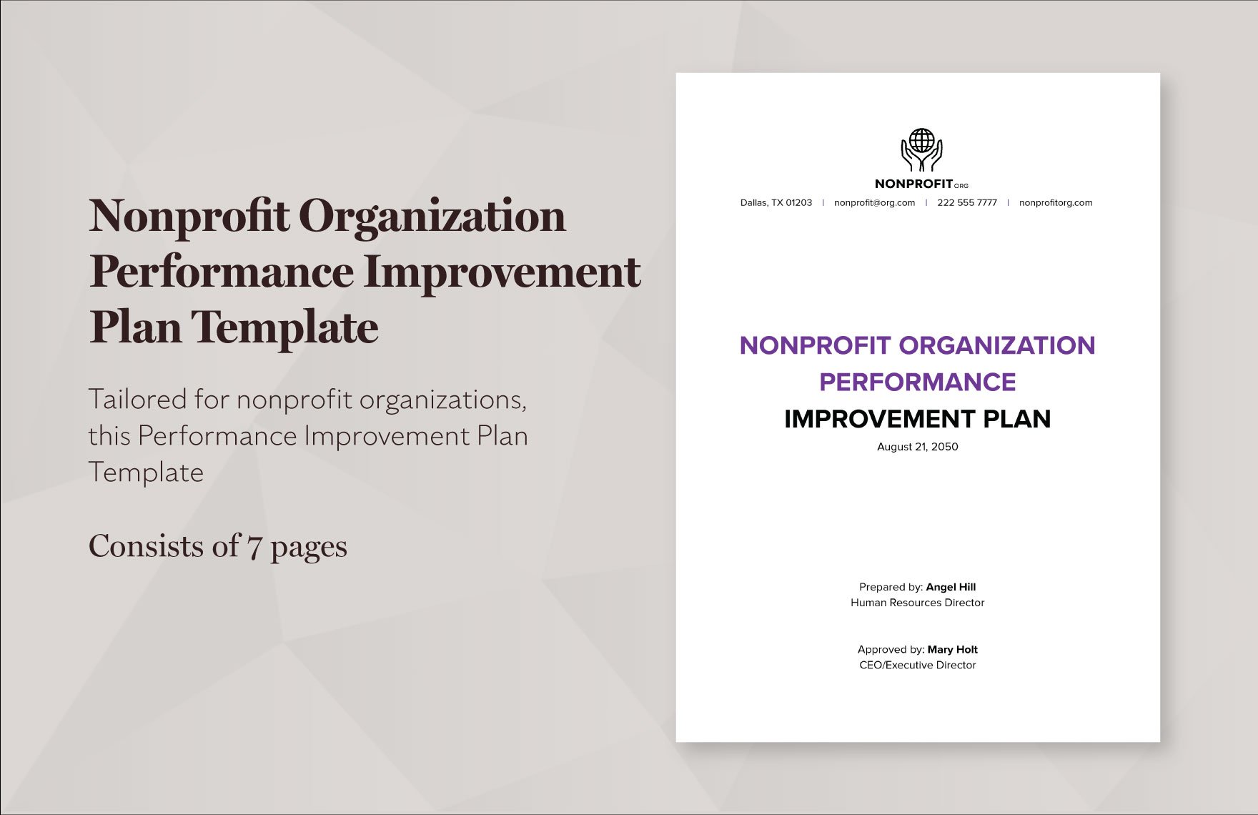 Nonprofit Organization Performance Improvement Plan Template