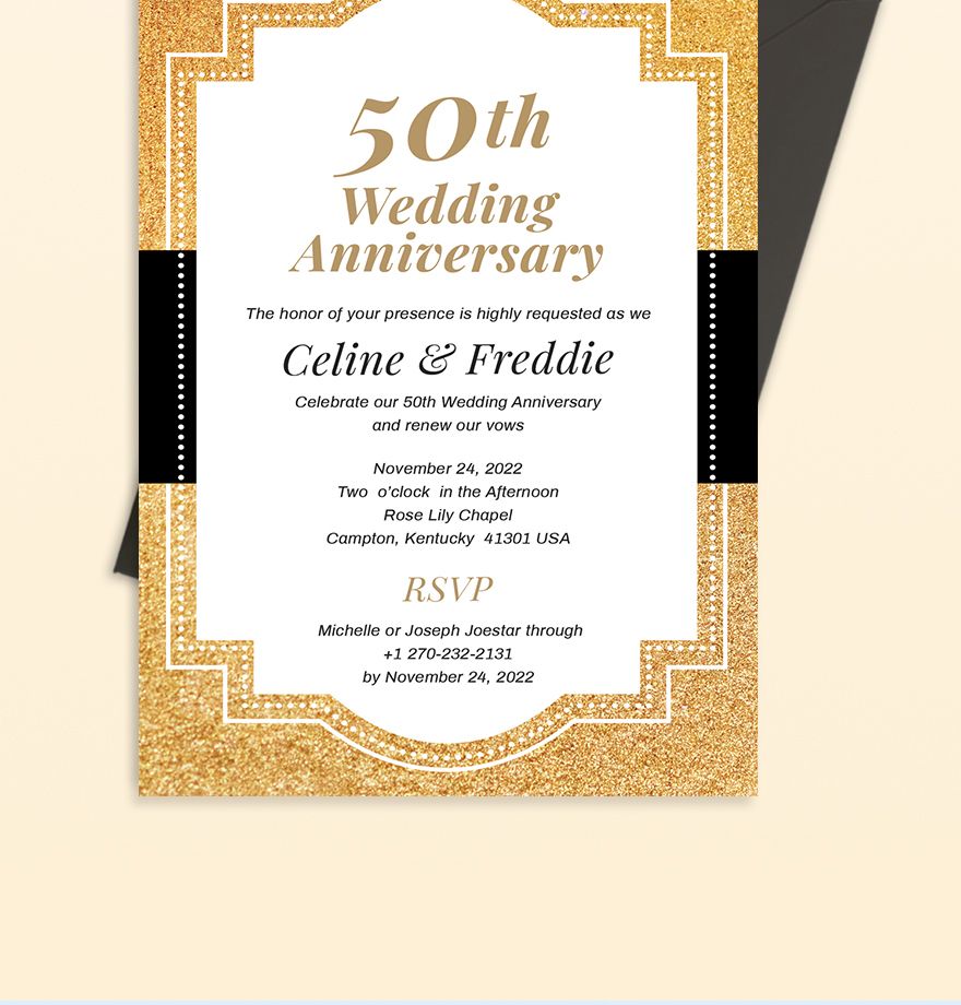 50th Fall Wedding Anniversary Invitation Template