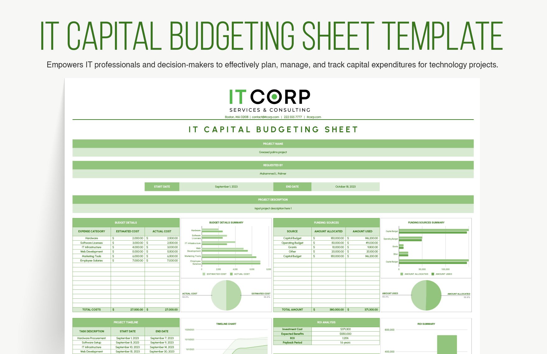IT Capital Budgeting Sheet Template in Excel, Google Sheets