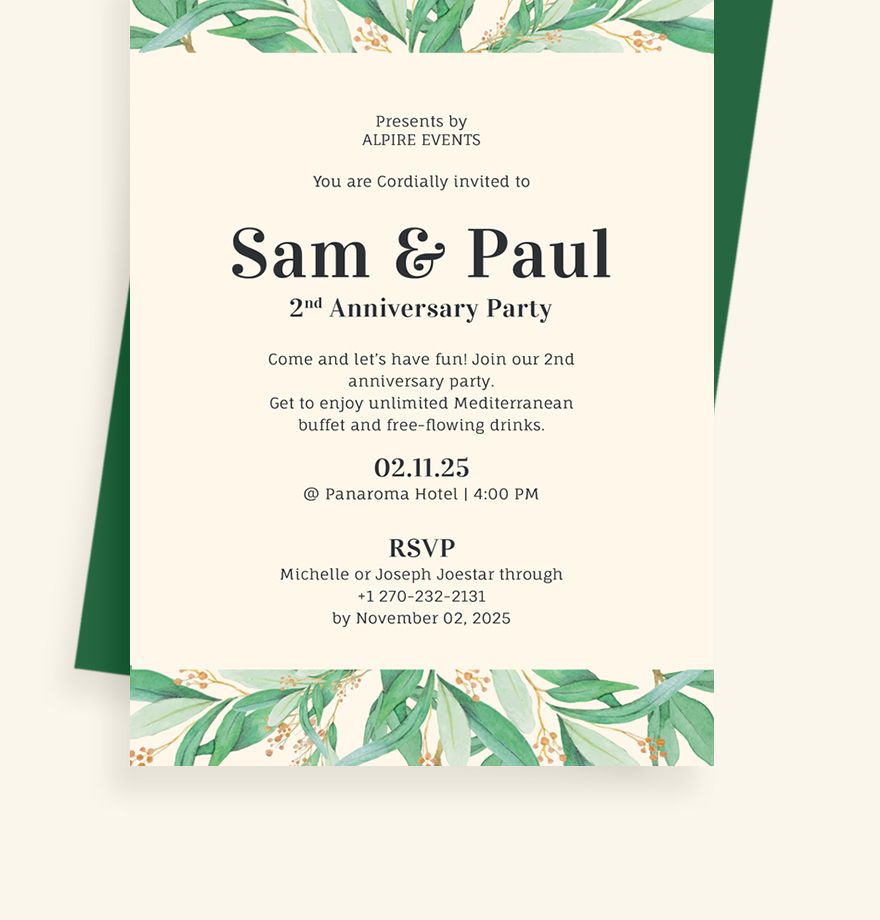 Anniversary Invitation Template