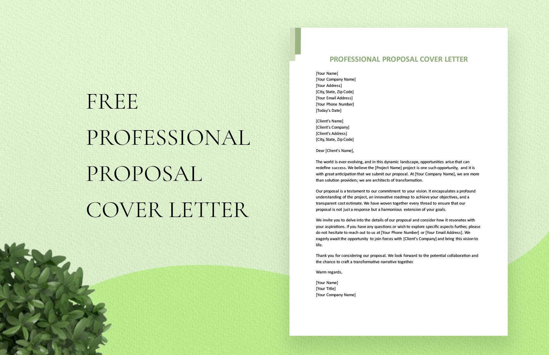Professional Proposal Cover Letter