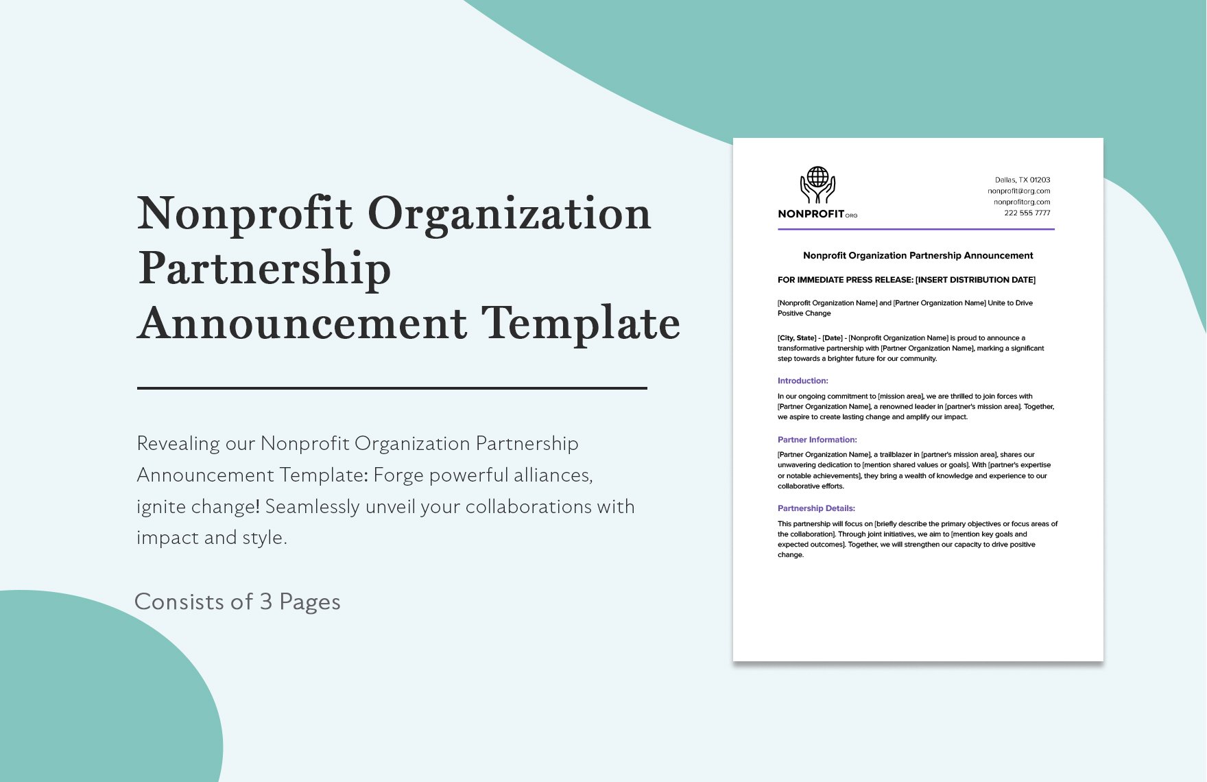 Nonprofit Organization Partnership Announcement Template