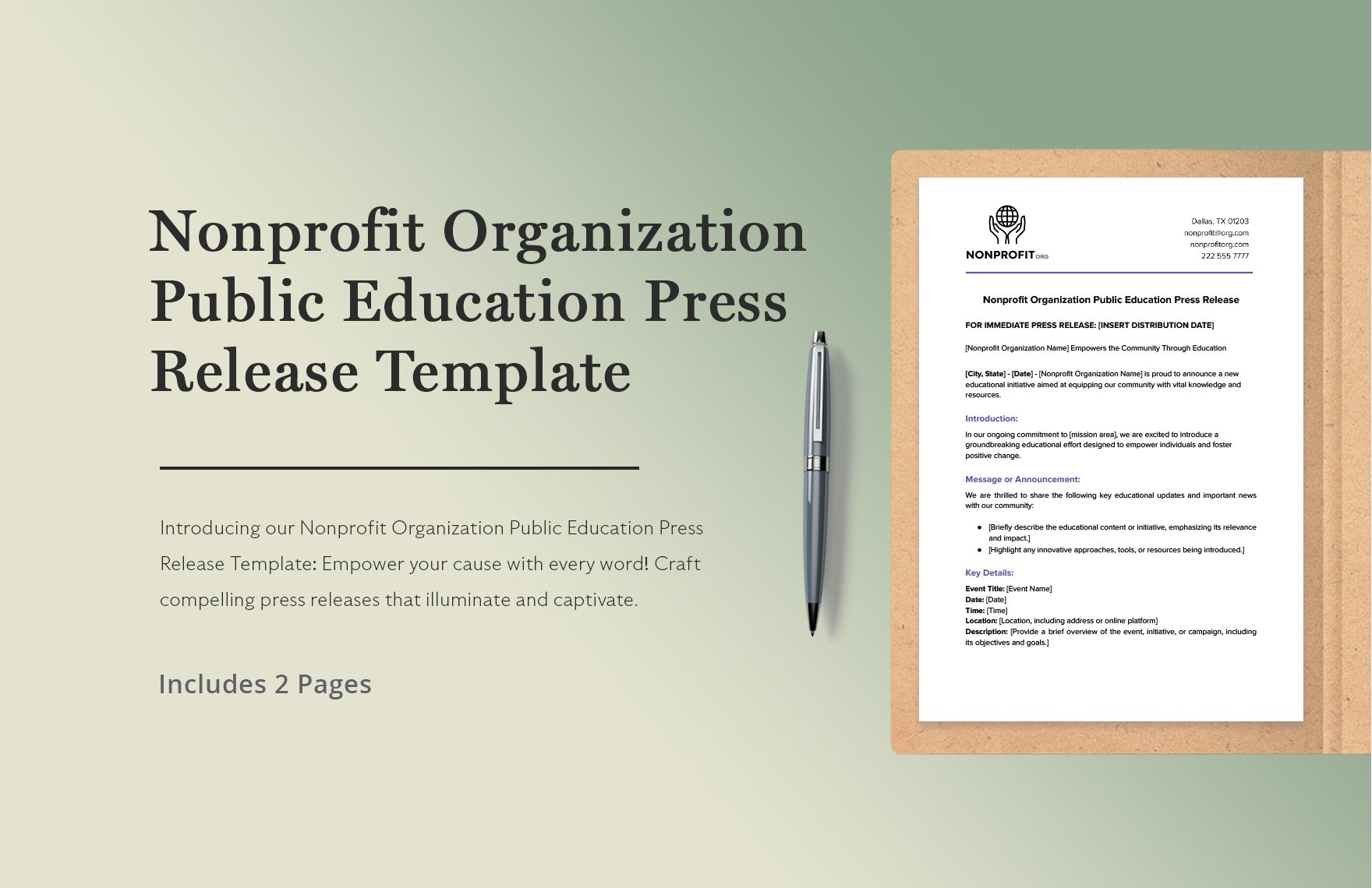 Nonprofit Organization Public Education Press Release Template