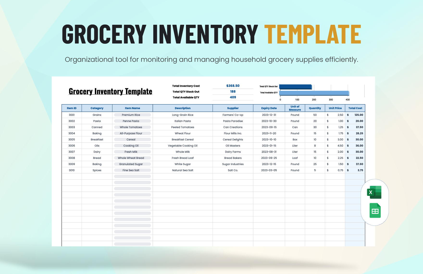 Grocery Inventory Template