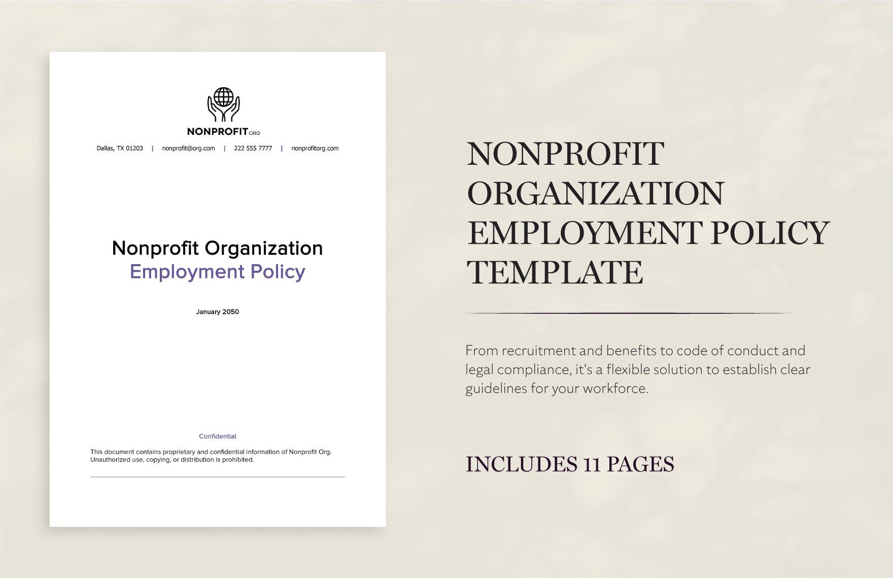 Nonprofit Organization Employment Policy Template in Word, Google Docs, PDF
