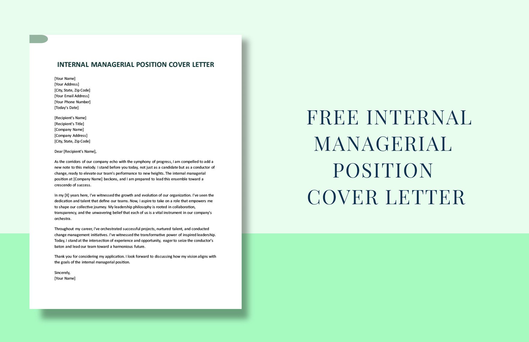 Internal Managerial Position Cover Letter