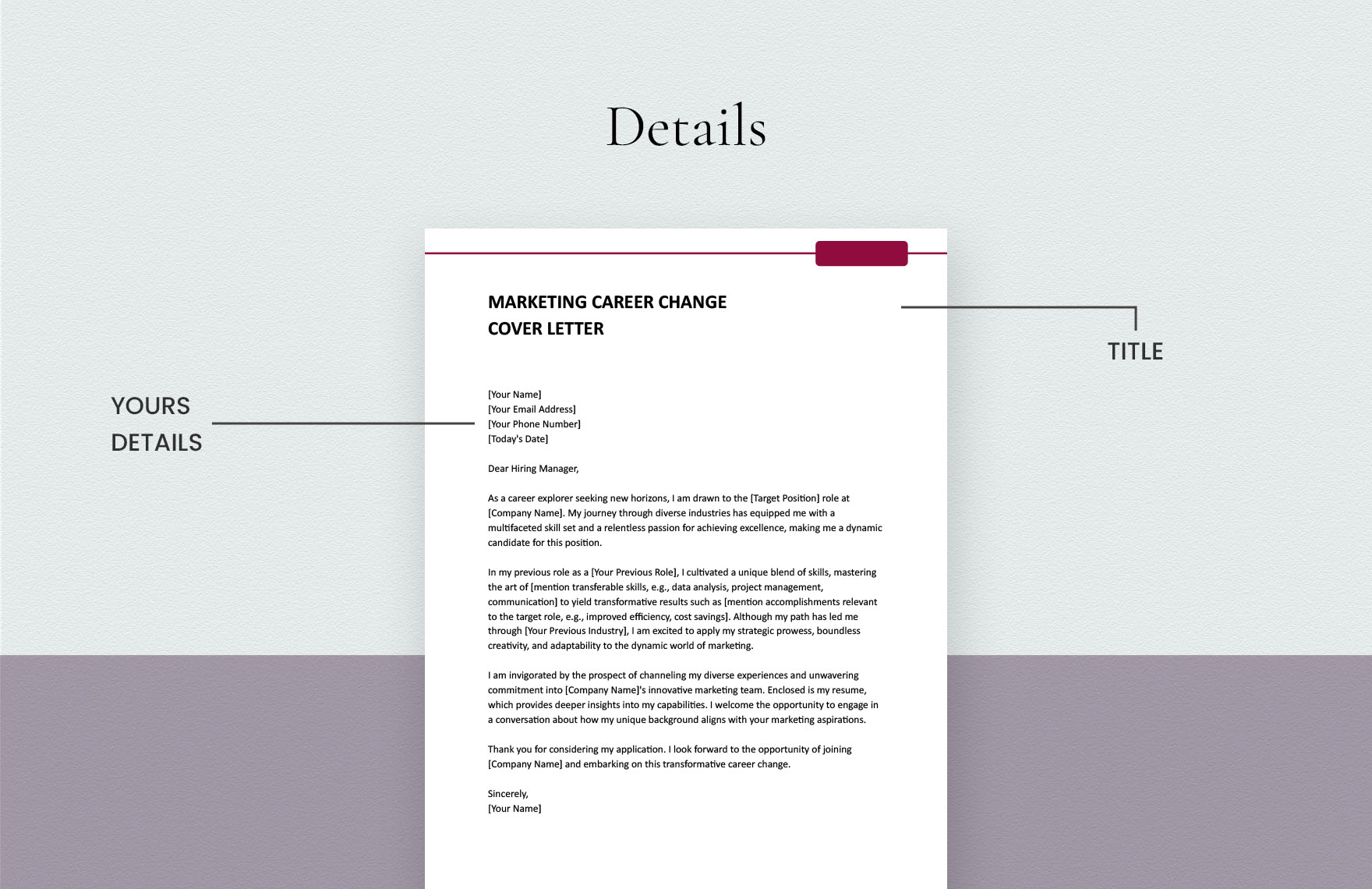 Marketing Career Change Cover Letter