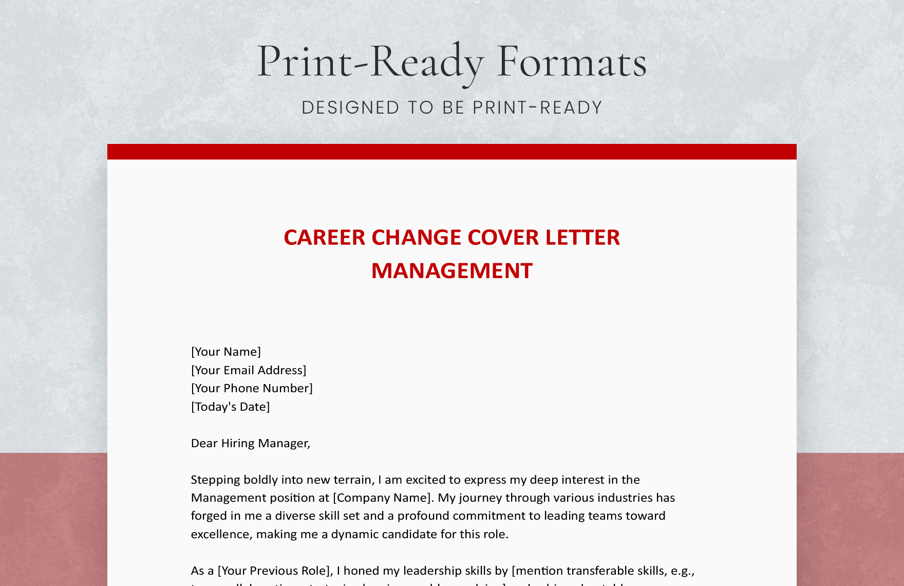 Career Change Cover Letter Management