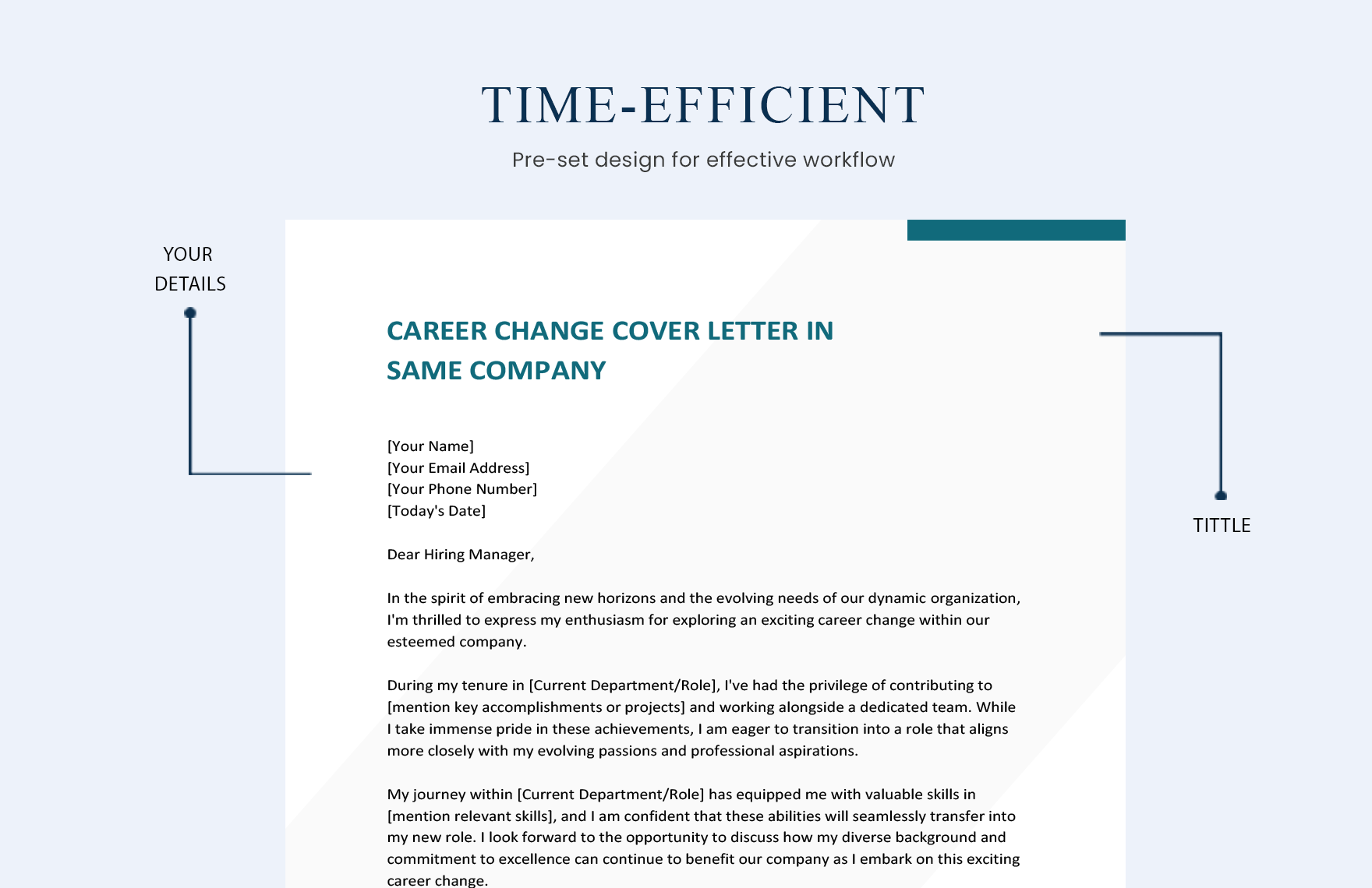 Career Change Cover Letter In Same Company