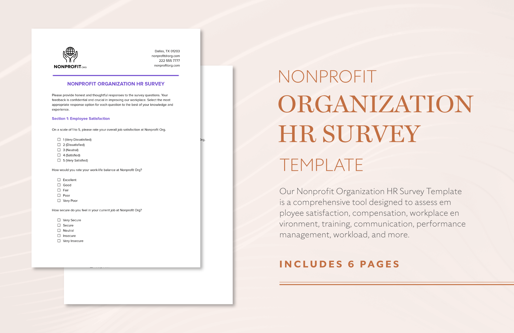 Nonprofit Organization HR Survey Template in Word, Google Docs, PDF