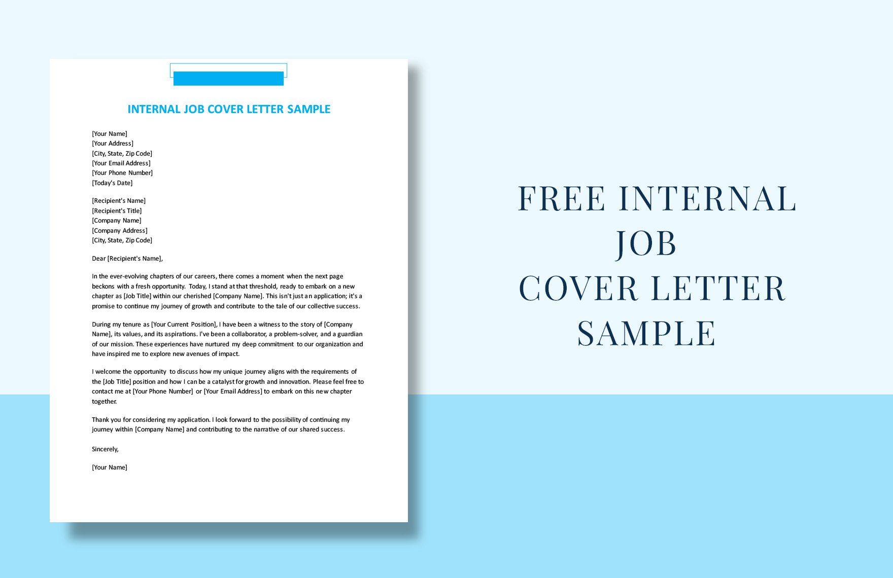sample cover letters for internal positions
