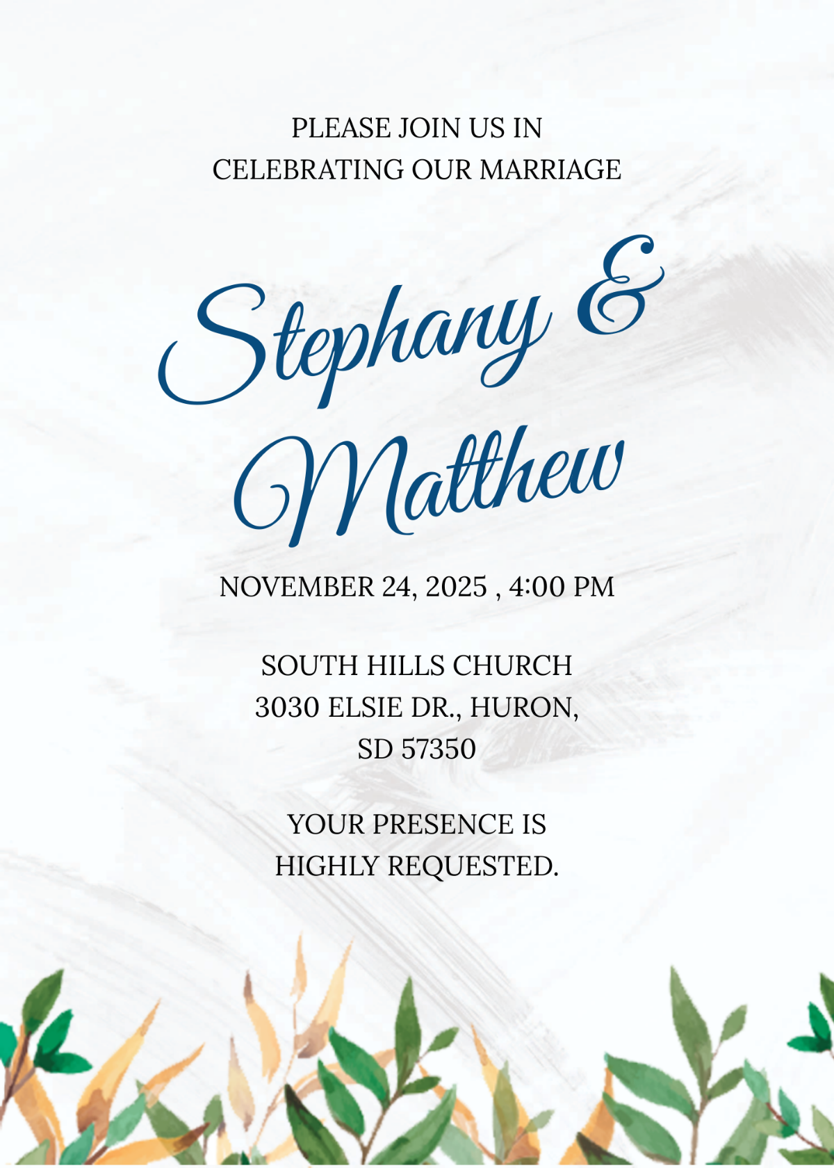 Calligraphy Wedding Invitation Template