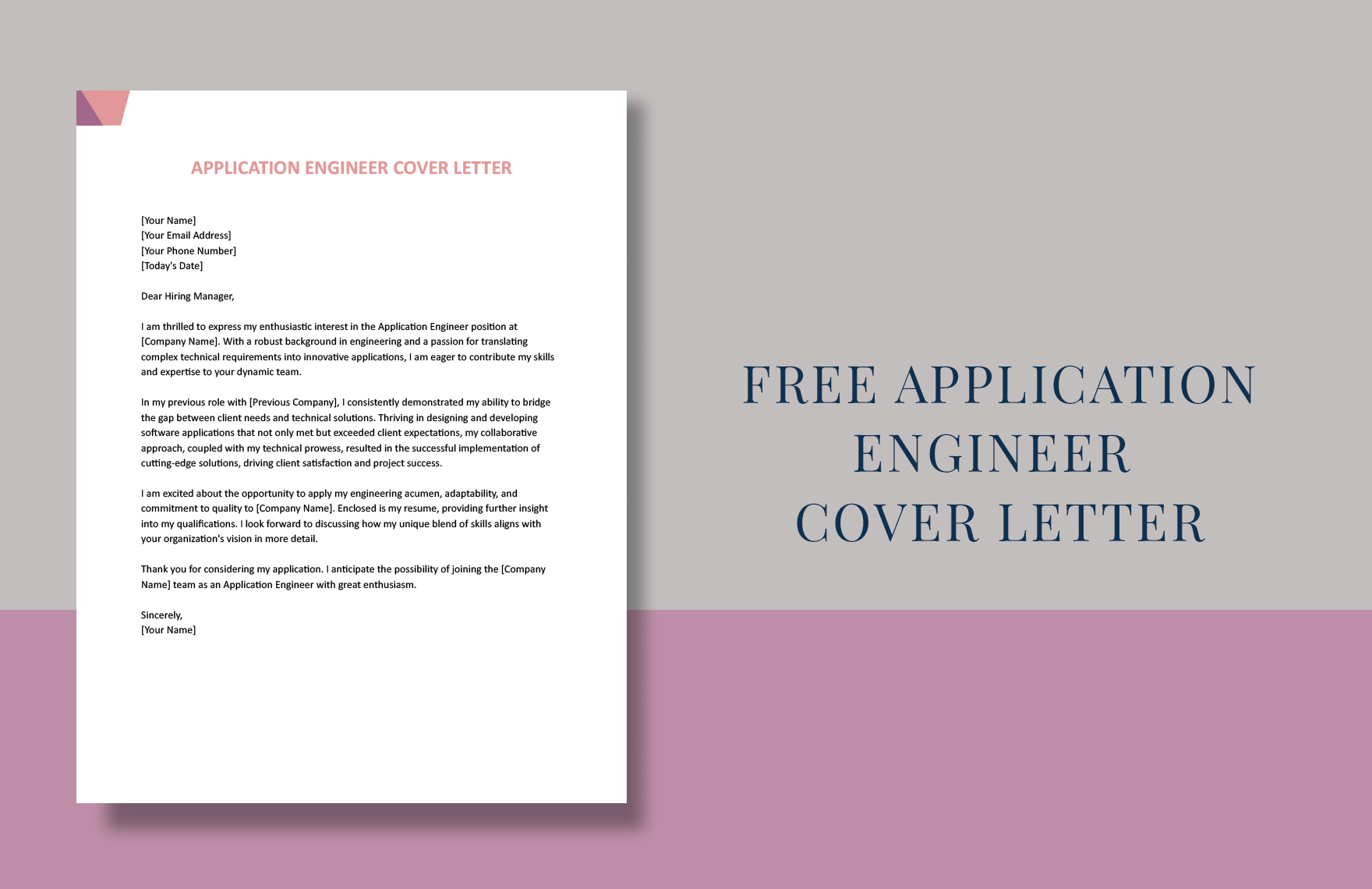 Application Engineer Cover Letter