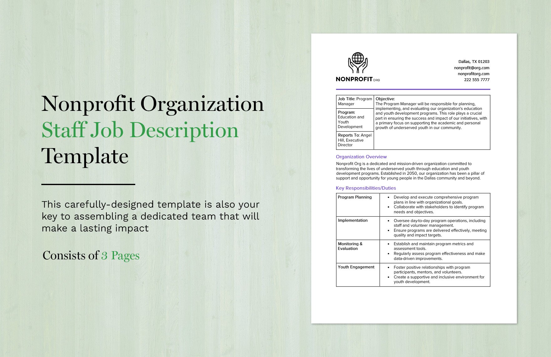 Nonprofit Organization Staff Job Description Template