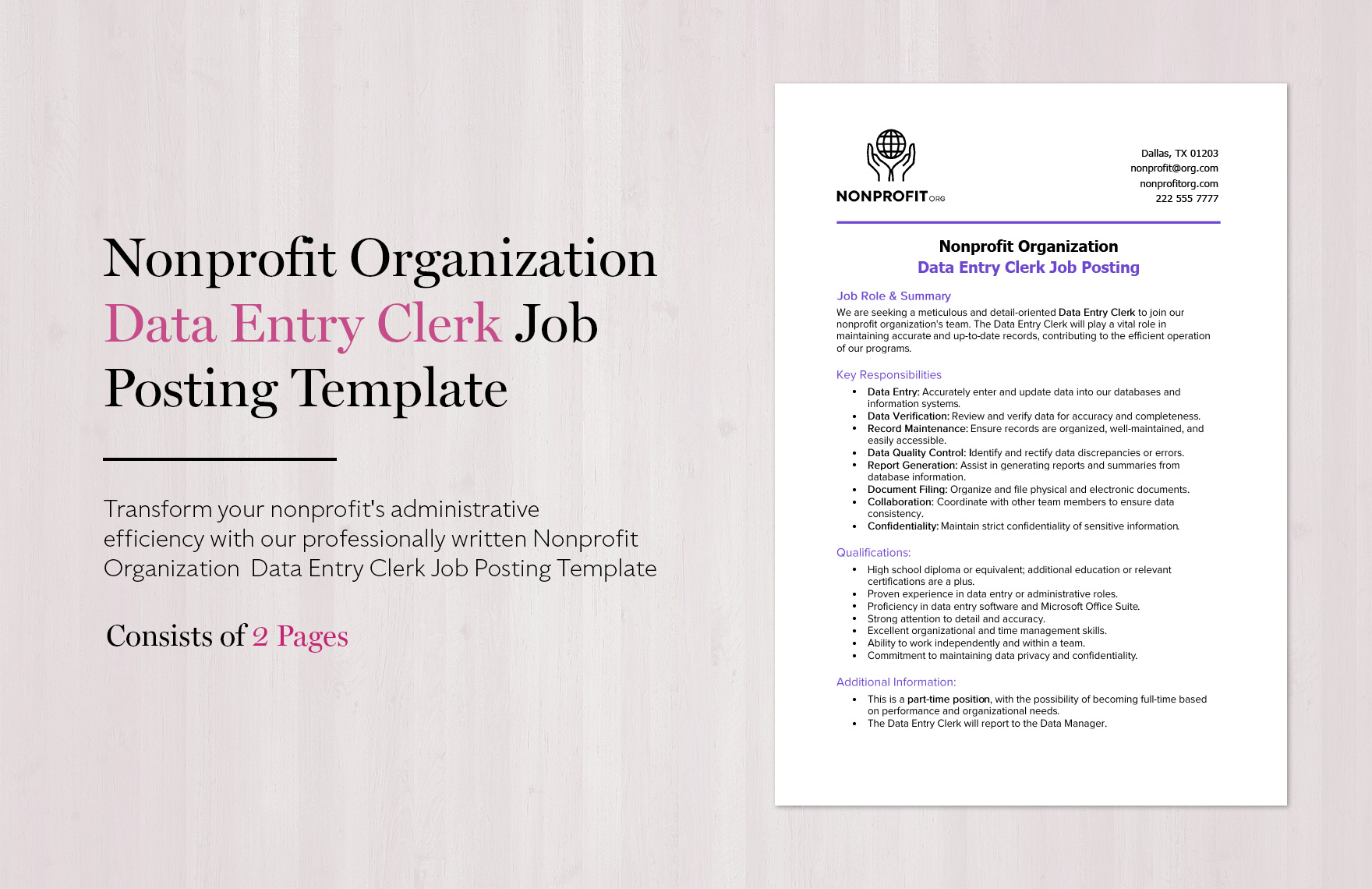 Job Description For Data Entry Position