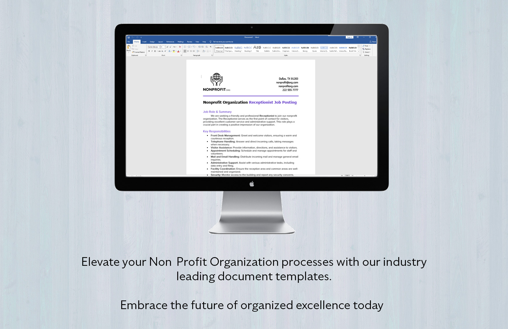 Nonprofit Organization Receptionist Job Posting Template - Download in ...