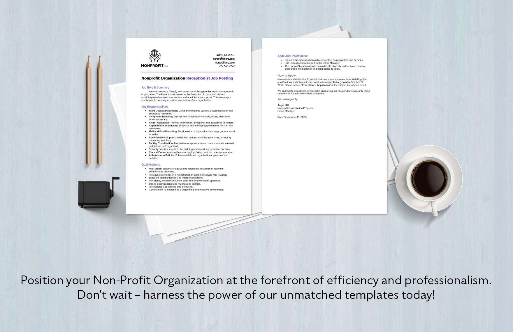 Nonprofit Organization Receptionist Job Posting Template - Download in ...