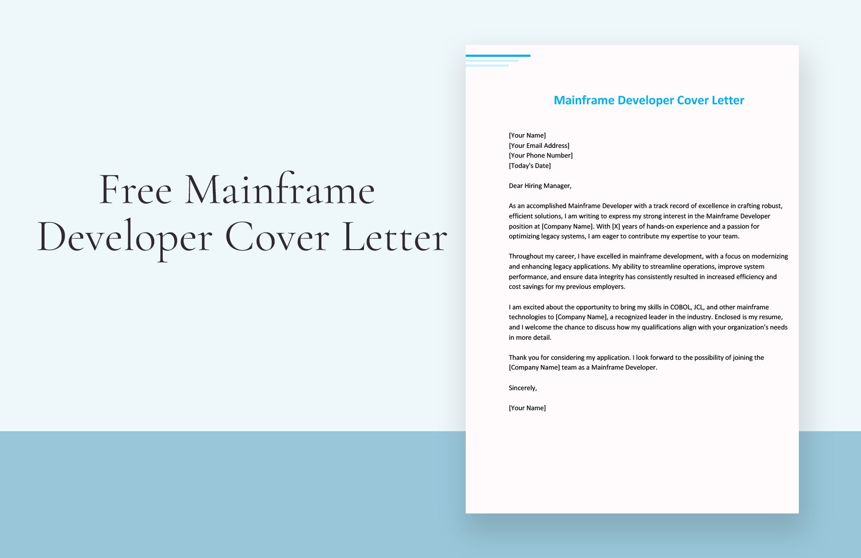 Mainframe Developer Cover Letter