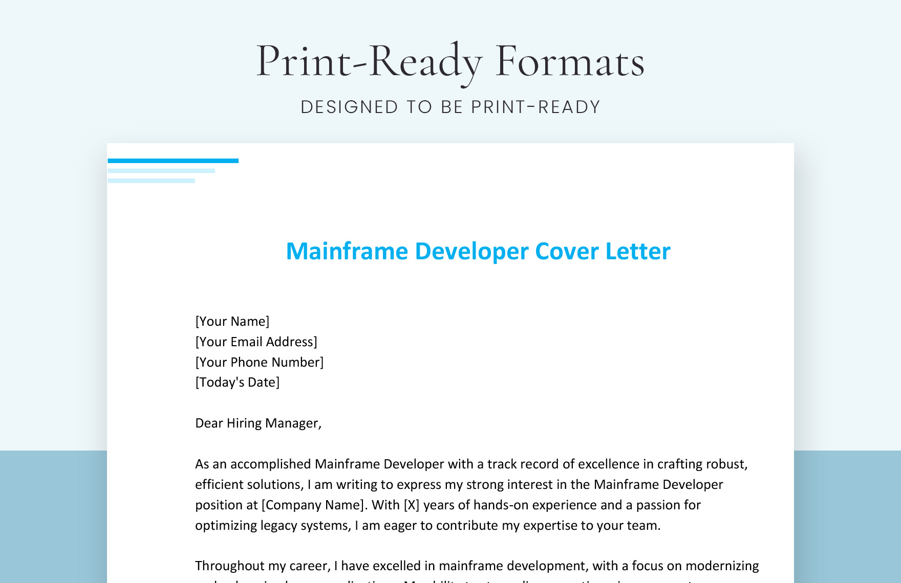 Mainframe Developer Cover Letter