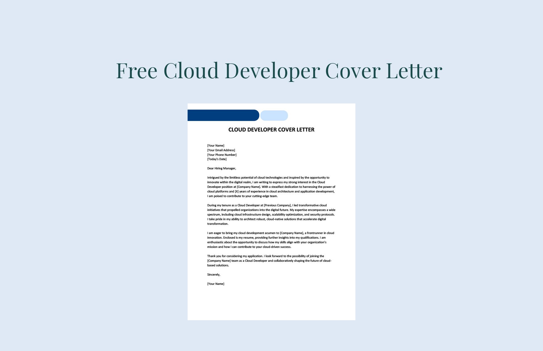 Cloud Developer Cover Letter