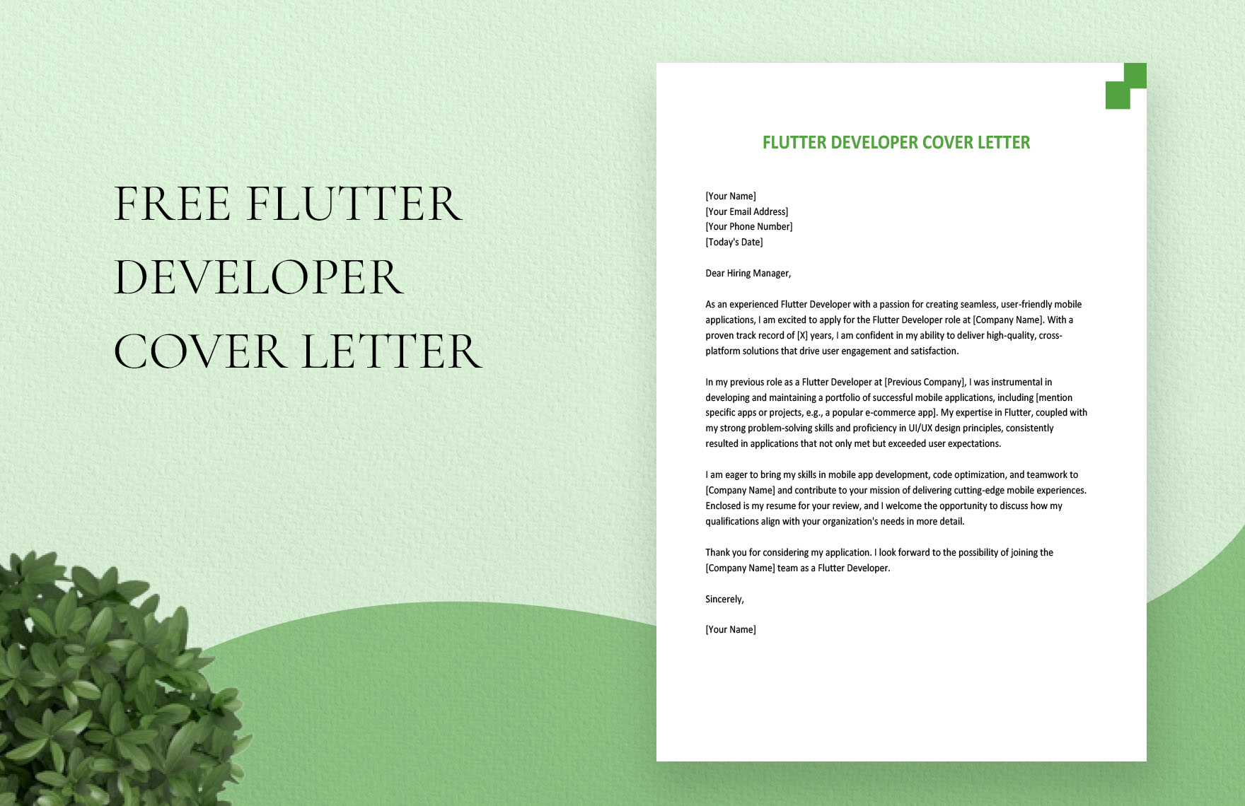 Flutter Developer Cover Letter
